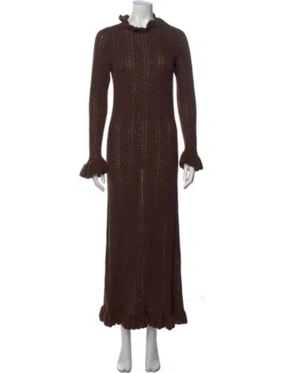 Pre-owned Doen Baby Alpaca Long Dress In Brown