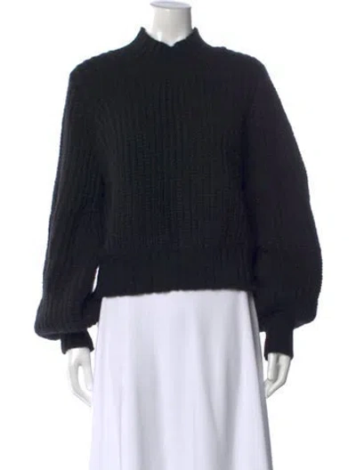 Pre-owned Doen Baby Alpaca Mock Neck Sweater In Black