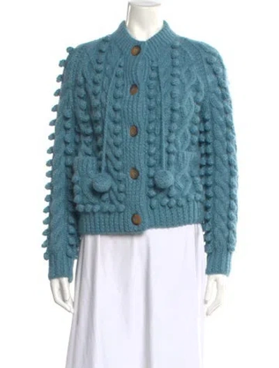 Pre-owned Doen Baby Alpaca Mock Neck Sweater In Blue