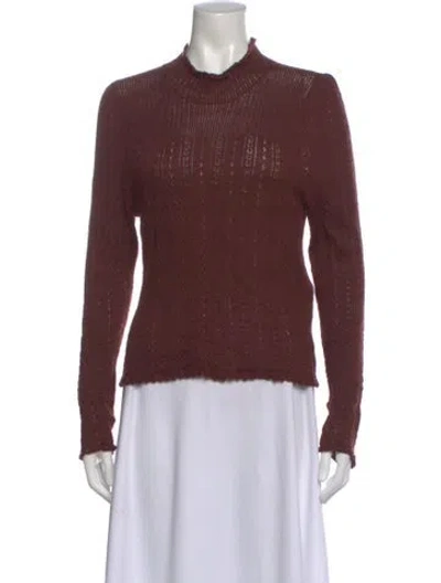 Pre-owned Doen Baby Alpaca Mock Neck Sweater In Brown
