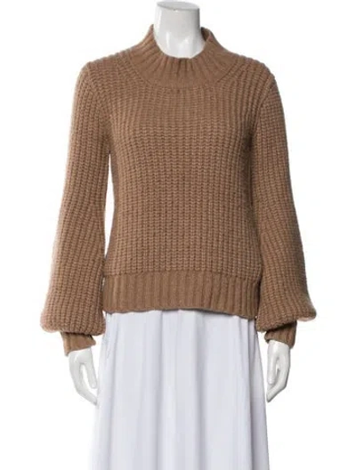 Pre-owned Doen Baby Alpaca Mock Neck Sweater In Brown