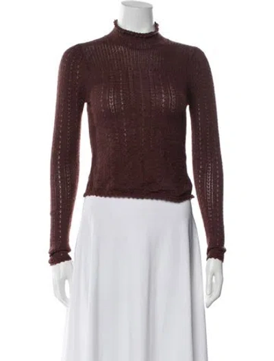 Pre-owned Doen Baby Alpaca Mock Neck Sweater In Brown