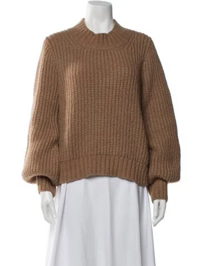 Pre-owned Doen Baby Alpaca Mock Neck Sweater In Brown/neutrals