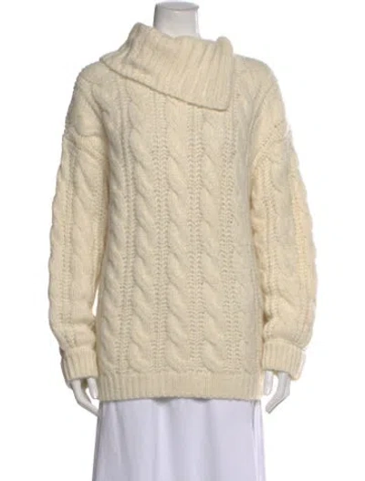 Pre-owned Doen Baby Alpaca Mock Neck Sweater In Neutral