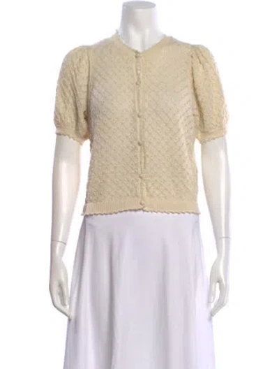 Pre-owned Doen Baby Alpaca Patterned Button-up Top In Neutral