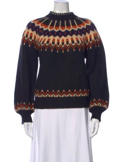 Pre-owned Doen Baby Alpaca Patterned Sweater In Blue
