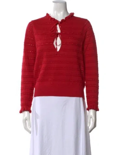 Pre-owned Doen Baby Alpaca Patterned Sweater In Red