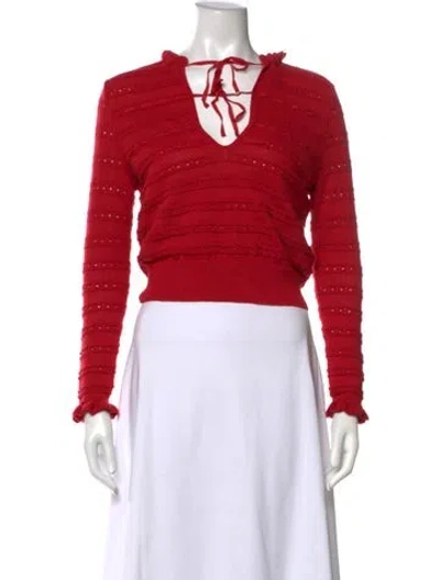 Pre-owned Doen Baby Alpaca Patterned Sweater In Red