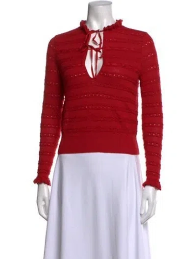 Pre-owned Doen Baby Alpaca Patterned Sweater W/ Tags In Red