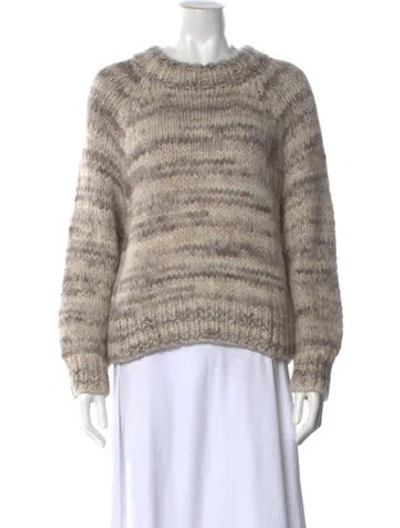 Pre-owned Doen Baby Alpaca Striped Sweater In Neutral
