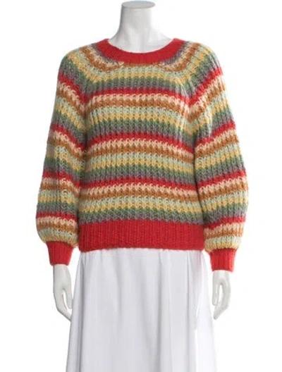 Pre-owned Doen Baby Alpaca Striped Sweater In Red