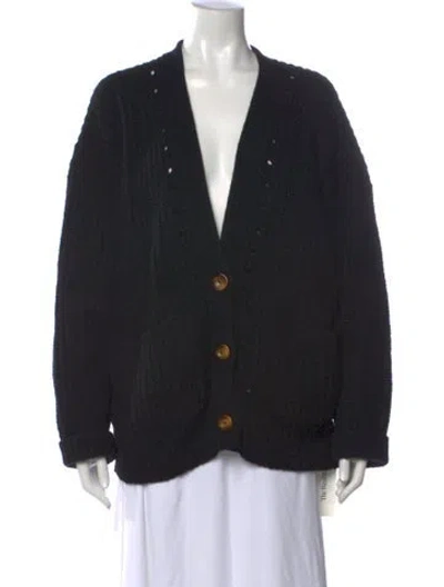 Pre-owned Doen Baby Alpaca V-neck Sweater In Black