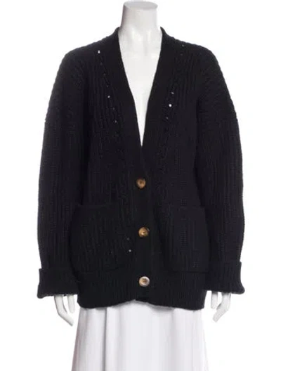 Pre-owned Doen Baby Alpaca V-neck Sweater In Blue