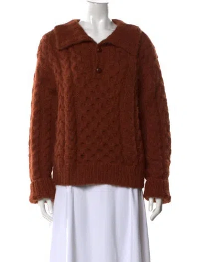 Pre-owned Doen Baby Alpaca V-neck Sweater In Brown