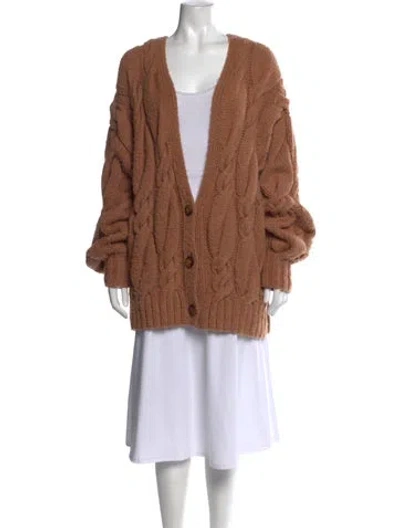 Pre-owned Doen Baby Alpaca V-neck Sweater In Brown