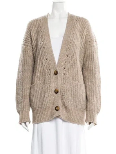 Pre-owned Doen Baby Alpaca V-neck Sweater In Neutral