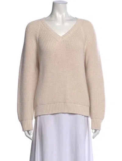 Pre-owned Doen Baby Alpaca V-neck Sweater In Neutral