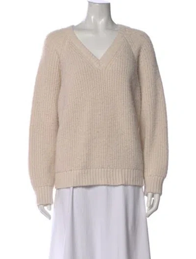 Pre-owned Doen Baby Alpaca V-neck Sweater In Neutral