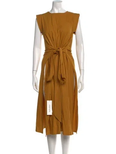 Pre-owned Doen Bateau Neckline Midi Length Dress In Yellow