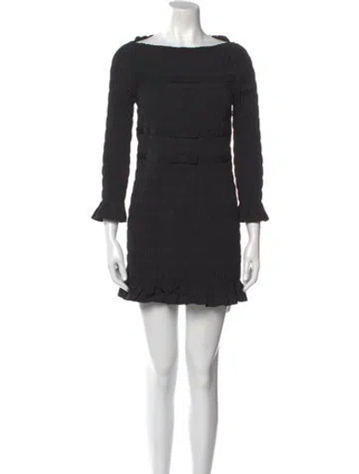 Pre-owned Doen Bateau Neckline Mini Dress In Black
