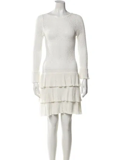 Pre-owned Doen Bateau Neckline Mini Dress In White