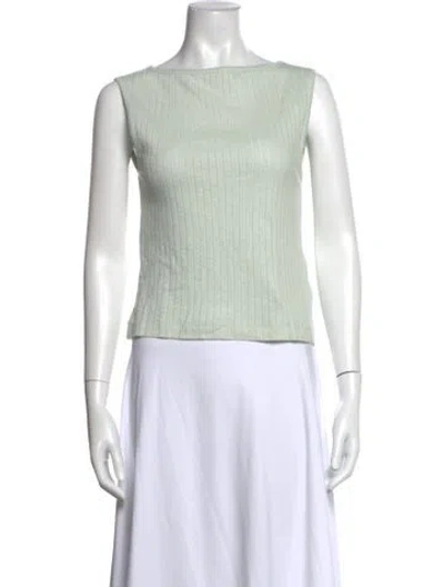 Pre-owned Doen Bateau Neckline Sleeveless Top In Green