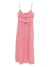 Doen Belline Bow-detailed Gingham Recycled-seersucker Midi Dress In Pink