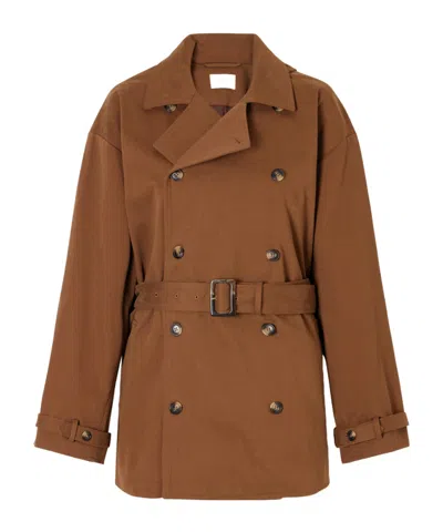 Doen Belted Cotton-blend Trench Coat In Brown