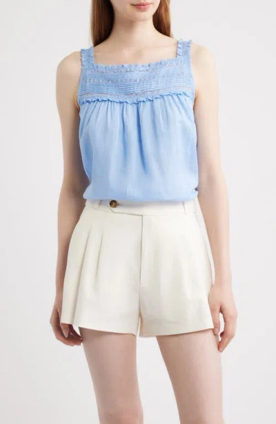 Doen Dôen Benita Pintuck Lace Woven Top In Blue