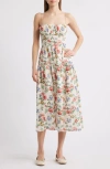 Doen Benoit Gathered Tiered Floral-print Ramie Midi Dress