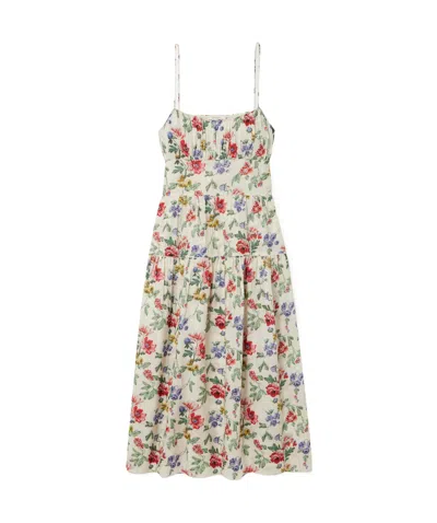 Doen Benoit Gathered Tiered Floral-print Ramie Midi Dress In Multi
