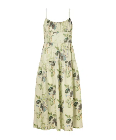 Doen Benoit Tiered Gathered Floral-print Ramie Midi Dress In Multi