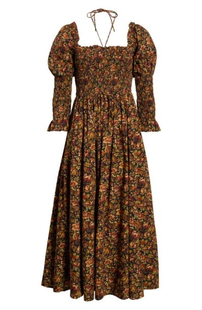 Doen Dôen Bijou Floral Long Sleeve Organic Cotton Dress In Multi