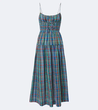 Doen Dôen Brielle Plaid Cotton Midi Dress In Multi