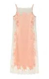 Doen Brietta Lace-paneled Silk Midi Dress In Coral