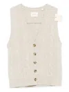Doen Cable-knit Button Vest In Neutral