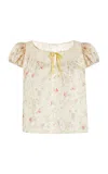 Shop Doen Camri Lace-trimmed Silk Top In Floral