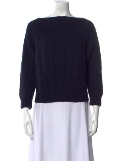 Pre-owned Doen Cashmere Bateau Neckline Sweater In Blue