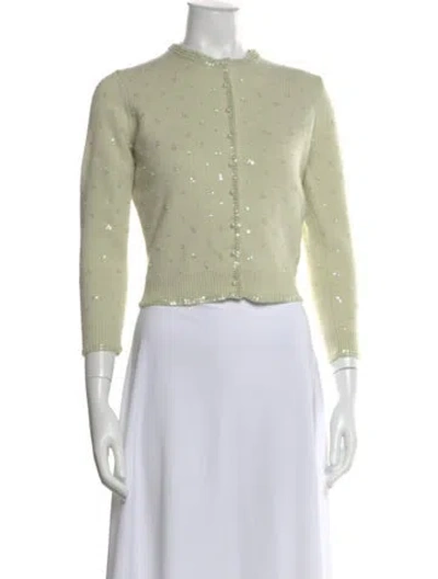 Pre-owned Doen Cashmere Patterned Sweater In Green