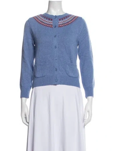 Pre-owned Doen Cashmere Patterned Sweater W/ Tags In Blue