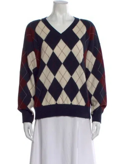 Pre-owned Doen Cashmere Plaid Print Sweater In Multi
