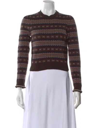 Pre-owned Doen Cashmere Striped Sweater In Brown
