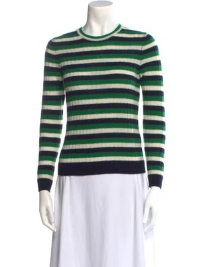 Pre-owned Doen Cashmere Striped Sweater In Green