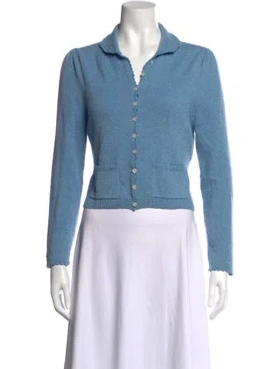 Pre-owned Doen Cashmere V-neck Sweater In Blue