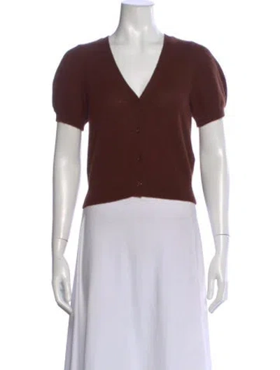 Pre-owned Doen Cashmere V-neck Sweater In Brown