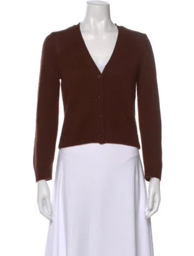 Pre-owned Doen Cashmere V-neck Sweater In Brown
