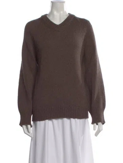 Pre-owned Doen Cashmere V-neck Sweater In Brown