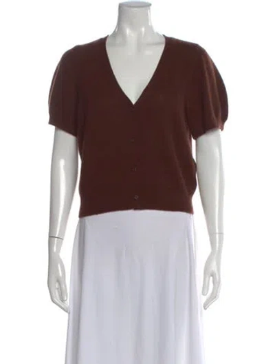 Pre-owned Doen Cashmere V-neck Sweater In Brown
