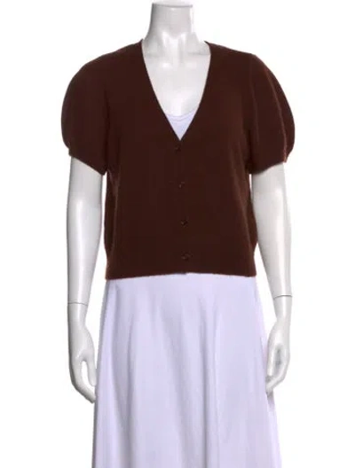 Pre-owned Doen Cashmere V-neck Sweater In Brown