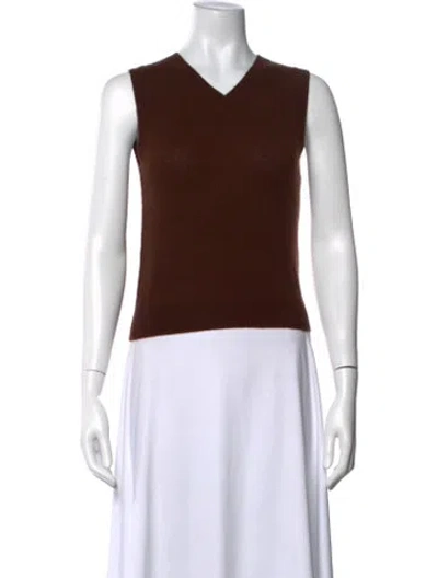 Pre-owned Doen Cashmere V-neck Sweater In Brown